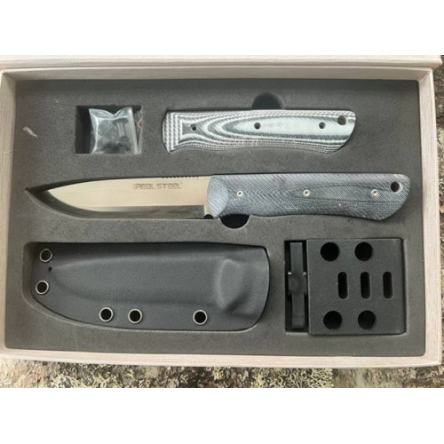 Real Steel Knives Bushcraft Fixed Blade Knife 4" D2 Scandi Drop Point Real Steel Knives Bushcraft Fixed Blade Knife 4" D2 Scandi Drop Point
