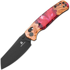 Cicada's Wing Bar Lock Knife                Red Resin - with stabilized wood 