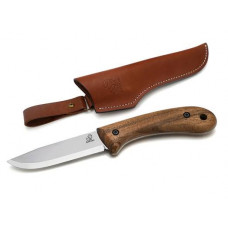 Carbon Steel Bushcraft Knife Walnut Handle - with Leather Sheath