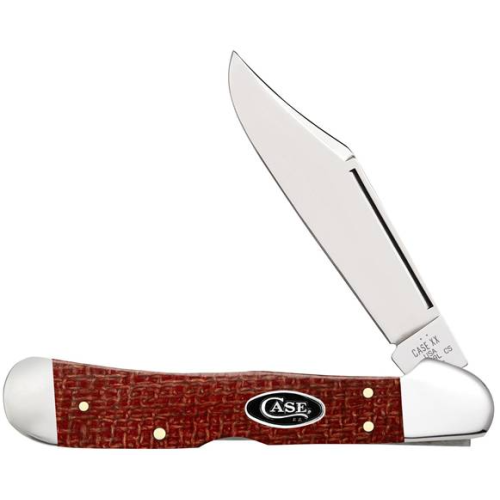 Dark Red Burlap Micarta CopperLock Dark Red Burlap Micarta CopperLock