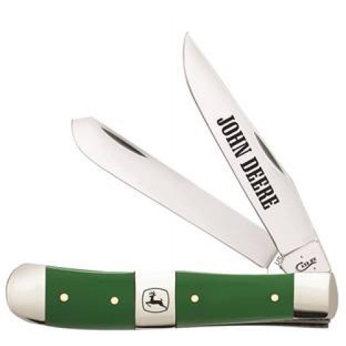 John Deere Green Delrin Center Bolster Trapper Stainless Pocket Knife John Deere Green Delrin Center Bolster Trapper Stainless Pocket Knife