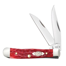  Case Tiny Trapper Peach Seed - Dark Red Bone Carbon Steel Pocket Knife          