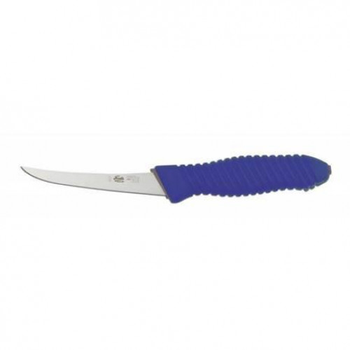 Curved Boning Knife, Ribbed Elastomer Handle, Blue Curved Boning Knife, Ribbed Elastomer Handle, Blue