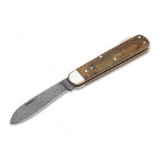 Hunters Knife Mono Damascus Curly Birch Brown