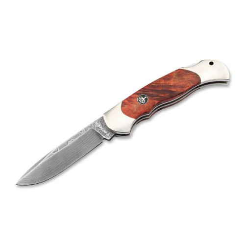 Optima Burl Birch Bloody Orange Damast Optima Burl Birch Bloody Orange Damast