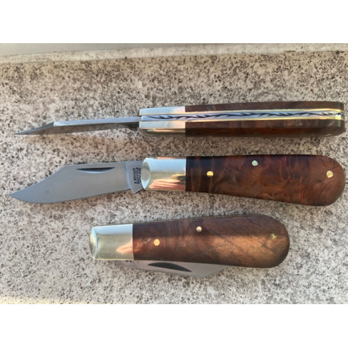 Clip Point Stabalized Spalted Chestnut Chased Back Clip Point Stabalized Spalted Chestnut Chased Back